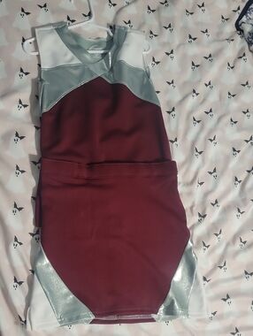 Chasse Youth Medium Cheer Uniform Maroon and Silver